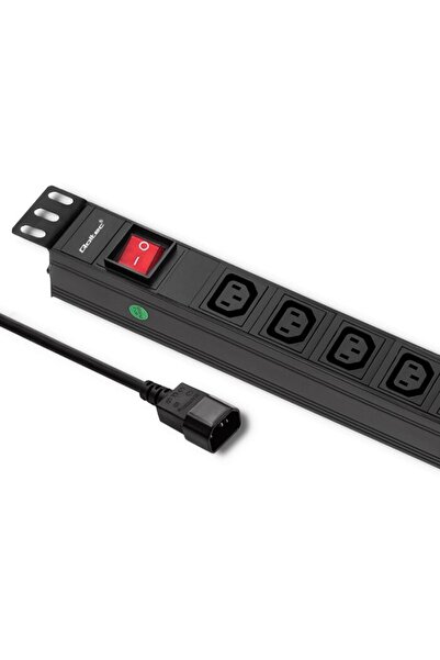 Qoltec 53998 Prelungitor pentru RACK 19" | 1U | 10A | PDU | 8xIEC C13 | 2m