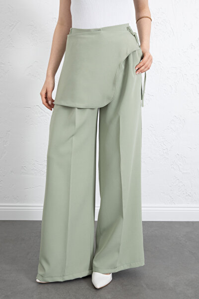 Salih Çelebi Skirt Detailed Fabric Trousers 264005 - Light Green