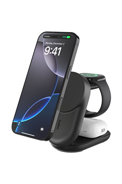 Belkin УлтраЧардж 25W Qi2 магнитен 3-в-1 Лад.клав.б.с.в. WIZ037kqBK