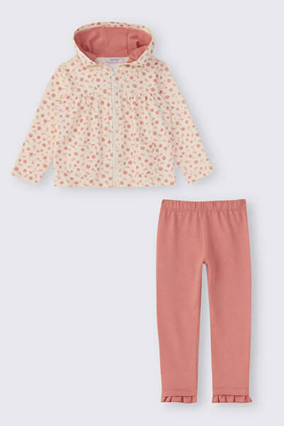 Panço Kız Bebek 2'li Pembe Eşofman Takımı