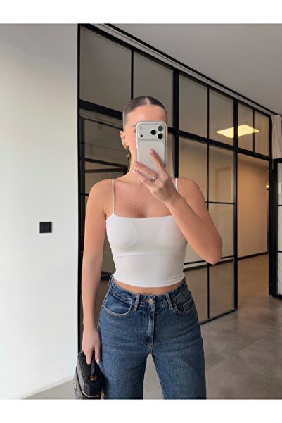 BB Bensu Buyruk Straped Crop Blouse with Breast Pocket Ecru