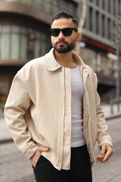 BASEL.CO New Season Textured Oversize Loose Fit Bomber Jacket
