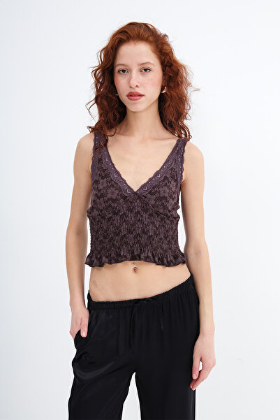 Addax Lace Detailed V-Neck Blouse A17447