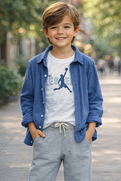 Yalçınoğlu Kids Boys' Shirt and Printed T-Shirt Set 6-14 Years – Holiday, Bir...