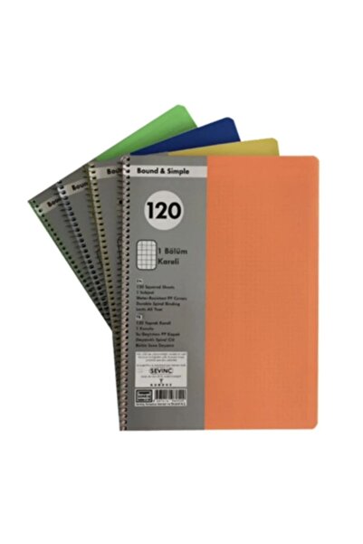 Sevinç A4 120 Sheets Pp Cover Spiral School Notebook Checked Pcs