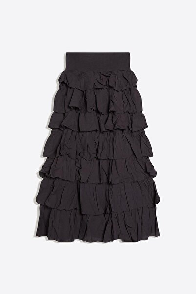 Bershka Fırfırlı rustik midi etek