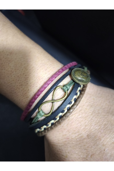 enyatakı Infinity Ataturk Silhouette Leather Rope Bracelet