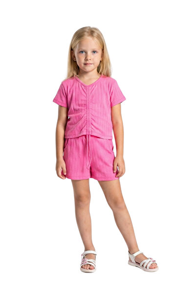 CRASSİ Κοριτσίστικο Σετ Σορτς από Ύφασμα με Σούρες και Ζάρες