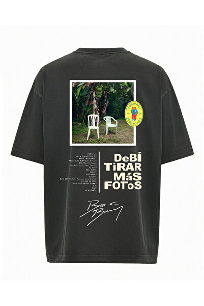 Touz Moda تي شيرت كبير الحجم قابل للغسل ومطبوع من Bad Bunny