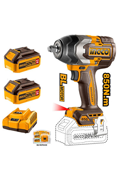 Ingco Li-ion Akülü Somun Sıkma 1/2" 20V 4.0Ah + Li-ion Akü ve Şarj Cihazı Set...
