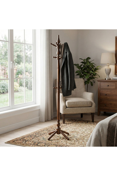 HESTİA Gundays Home Tornalı Askılık Koyu Kahverengi Masif Gürgen El Yapımı