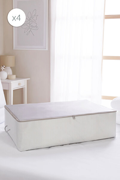 Ocean Home Textile 4 Adet Mega Boy Gri Çizgili Baza Altı Yastık Yorgan Kazak ...