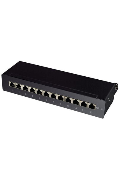 LogiLink Patch Panel Black/Wand Cat.6A STP 12 Ports