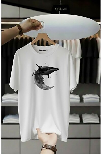 İnazuma Outdoors Unisex Oversize Printed Cotton Crew Neck Short Sleeve White ...