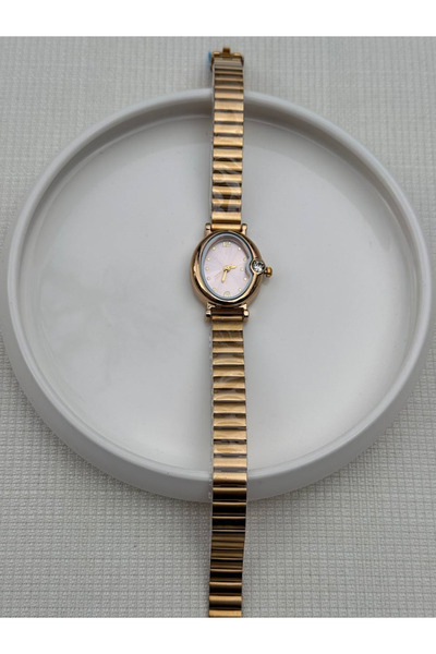 Betüştakıevi Gold Women's Wristwatch – Pink Dial & Stone Detail