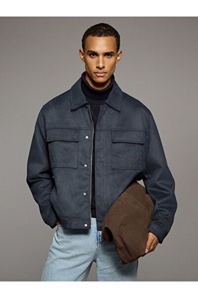 LC Waikiki Comfortable Fit Jacket Collar Suede Men's Coat