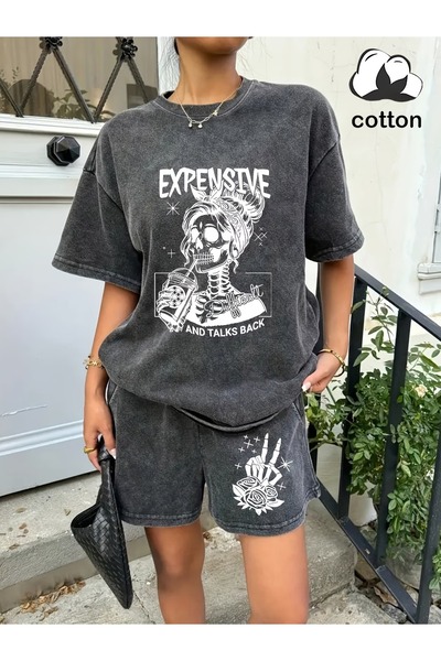 ship master Washable Skeleton Printed 2-Piece Shorts Set 100% Cotton Unisex