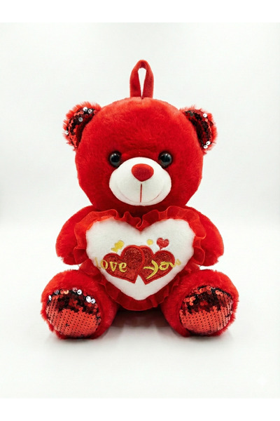 REZZOSS دمية دب أحمر وبري بقلب مكتوب عليه "أحبك"، حيوان محشو لطيف مزين بالترت...