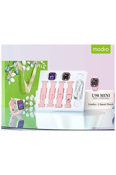 Modio U98 MINI 36mm Smartwatch Combo for Ladies and Girls – Elegant Pink Smar...