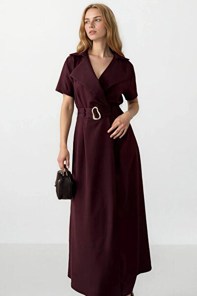 Trend Alaçatı Stili Women's Cherry Double-Breasted Dress with Accessories and...