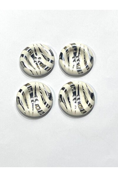 karantuhafiye Coat & Cardigan Button – Silver Metallized – 3.8 cm – Set of 4 ...