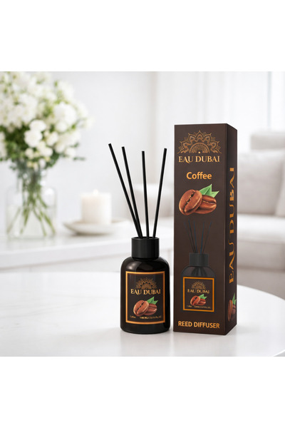 Eau Dubai Difuzor Aromaterapie Coffee, 110 ml, cu bețișoare, Parfum de Cafea, Design Elegant