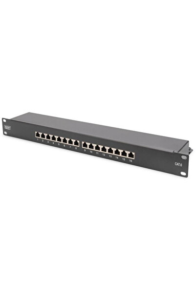 Assmann Patch Panel 1U 16 porturi Cat6 ecranat negru