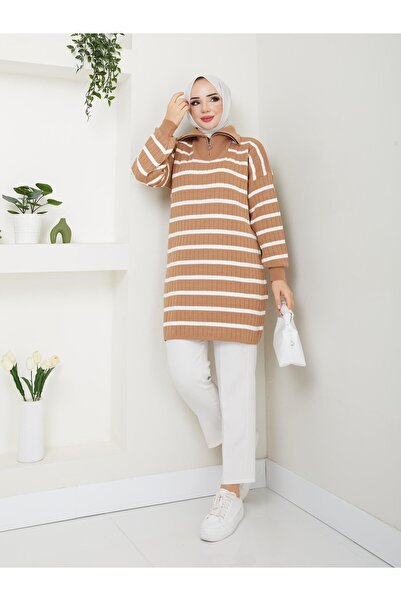 Nergis Neva Butik New Season Striped Knitwear Tunic