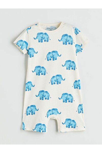 LC Waikiki Crew Neck Printed Baby Boy Combed Cotton Jumpsuit