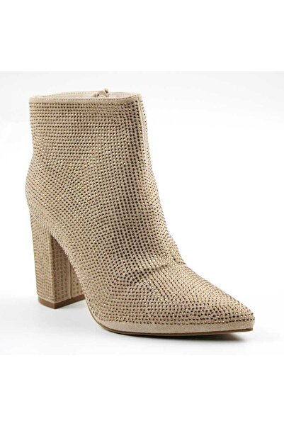 mm ​Women's elegant ankle boots with shiny reflections 6877-PA-BEIGE