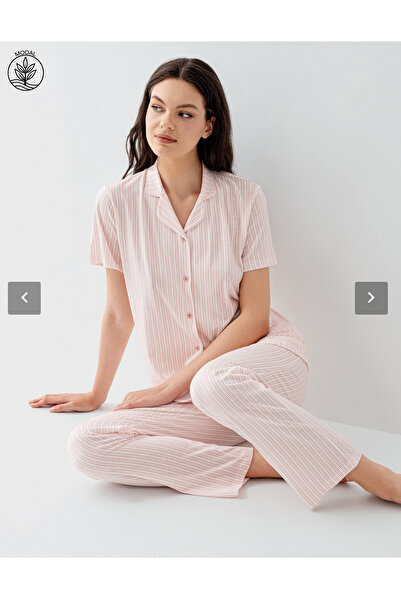 Arnetta Γυναικείο, Μοντάλ , Γιακάς πουκαμίσου , (με δώρο κάλτσες) Σετ πιτζάμες