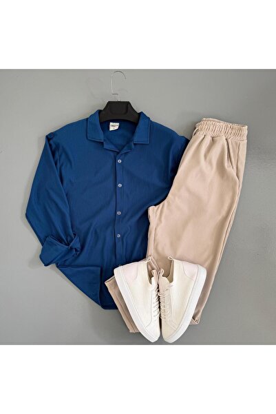 WENMİNG Men's Corduroy Suit Pants Shirt Bottom Top Combination