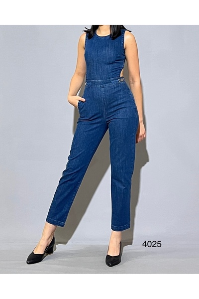 MYJEANSKOLİK Arka Bel Dekolteli Kolsuz Likralı Jean Tulum