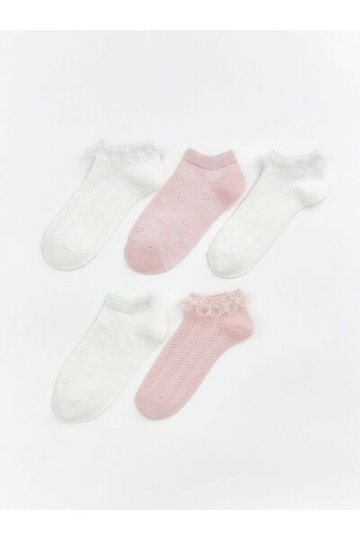 LC Waikiki Lace Detailed Girls' Booties Socks, Pack of 5