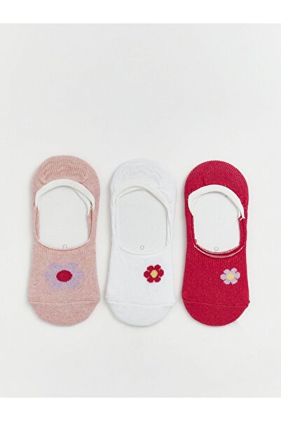 LC Waikiki Floral Patterned Girls' Ballerina Socks 3-Piece Set