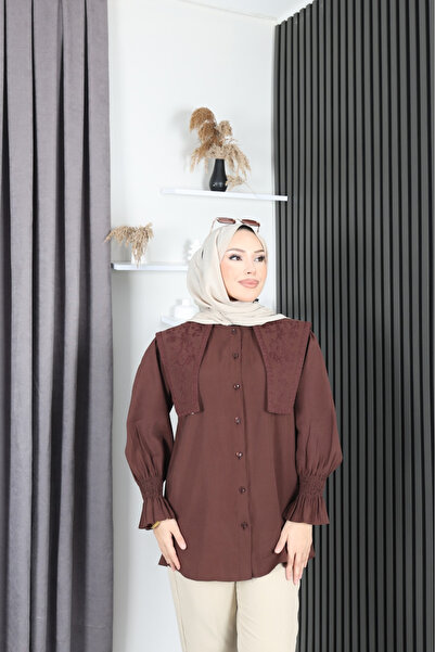 Nergis Neva Butik New Season Tunic with Collar and Embroidery Detail