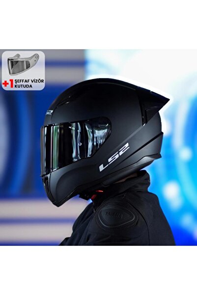 LS2 Rapid 2 Race Mat Siyah Kask ve Şeffaf Vizör
