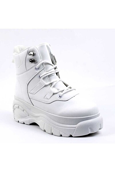 mm Women's platform boots, padded, with thick sole 827-WHITE