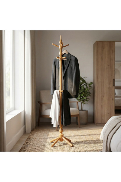 HESTİA Gundays Home Tornalı Askılık Naturel Masif Gürgen Ağacı El Yapımı