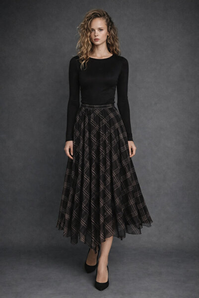 HAKKE Άνετη φούστα με σχέδια και πιέτες