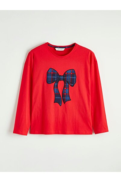 LC Waikiki Bowknot Printed Women's Pajama Top