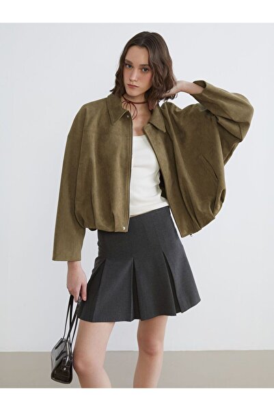 LC Waikiki Shirt Collar Suede Look Women's Jacket