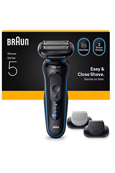 Braun Aparat de ras electric Series 5, autonomie 50 min, 3 lame, negru/albastru