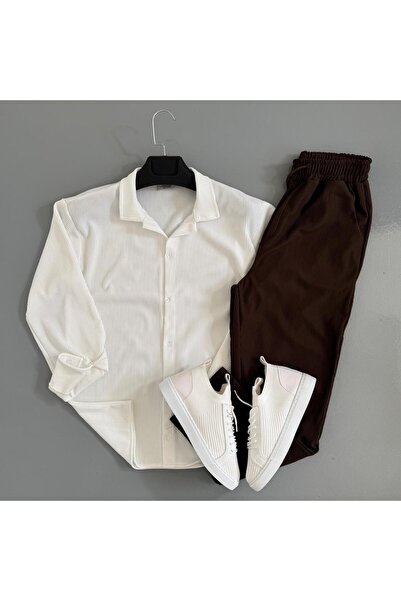 WENMİNG Men's Corduroy Suit Pants Shirt Bottom Top Combination