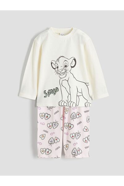 LC Waikiki طقم بيجامة بناتي مطبوع عليه الملك الأسد