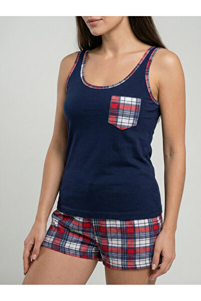 NEW JOURNAL Γυναικείο Σετ Πιτζάμες Ναυτικό Μπλε με Πολλαπλά Λουράκια NJ92