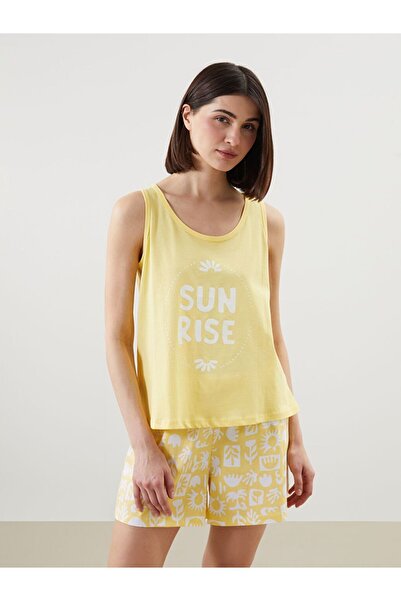 LC Waikiki Crew Neck Printed Women's Shorts Pajamas Set