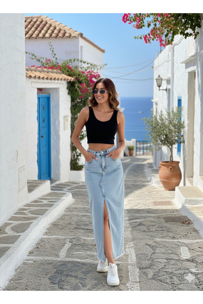 MUG collection Women's Denim Skirt with Slits