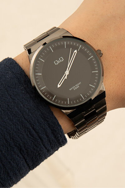 Q&Q Fíranor Men's Wristwatch |   Black Metal Case & Metal Cord |   42 mm