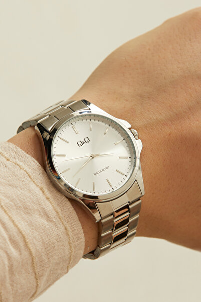 Q&Q ساعة يد رجالية من برينير |   حافظة معدنية فضية اللون وسلك معدني |   القرص...